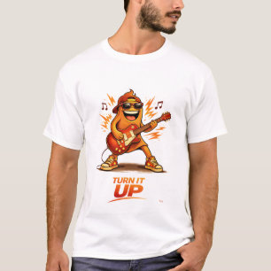 Lustiger orangefarbener Gitarrenspieler-Charakter  T-Shirt