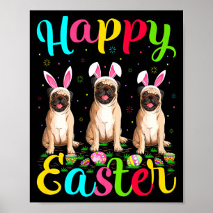 Lustiger Oster-Ei-Hase Pug-Hund Pug Frohe Ostern T Poster