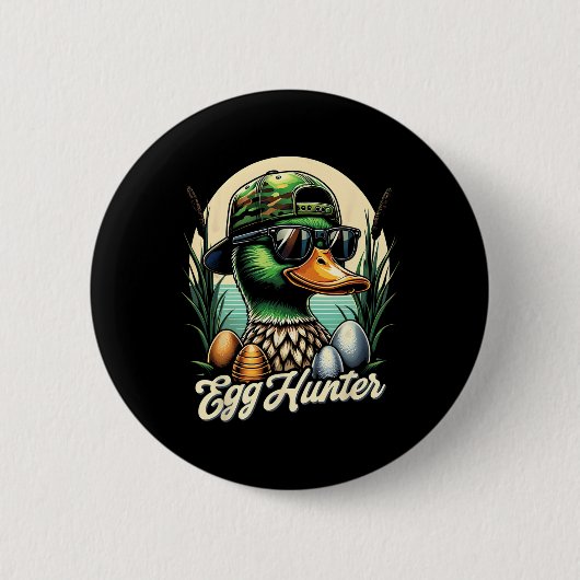 Lustiger Ostereierjäger-Enten-Eierjagd Button (Vorderseite)
