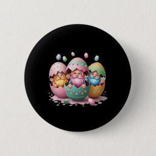 Lustiger Ostergnome Ei Ostergnome schlüpft aus Button