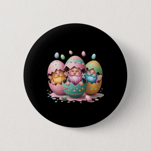 Lustiger Ostergnome Ei Ostergnome schlüpft aus Button (Vorderseite)
