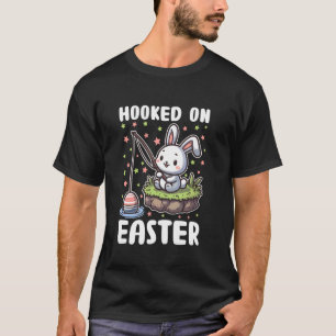 Lustiger Osterhase fischt nach Eiern Spaßiger Feie T-Shirt