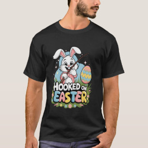 Lustiger Osterhase fischt nach Ostereiern Spaßiger T-Shirt