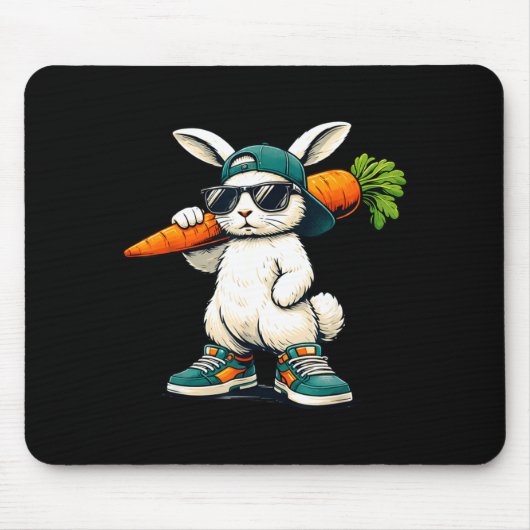 Lustiger Osterhase mit Karotten-Kaninchen Ostern J Mousepad (Vorne)
