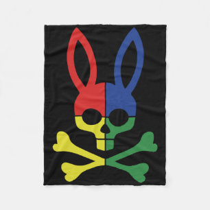 Lustiger Osterhase Retro Bunter Hase Schädel Kreuz Fleecedecke