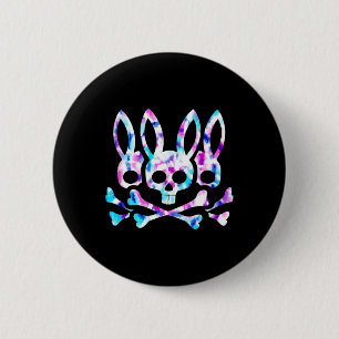 Lustiger Osterhase Retro Tie Dye Hase Totenkopf Kr Button
