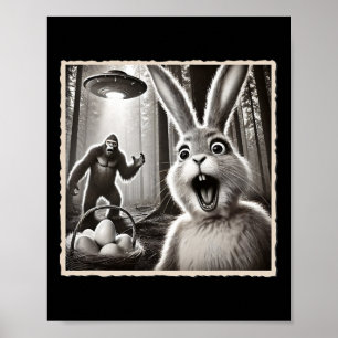 Lustiger Osterhase und Ostern, Selfie Bigfoot und Poster