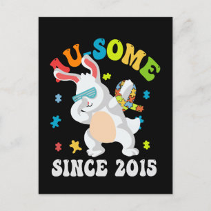 Lustiger Ostern Dabbing Hase Autismus-Bewusstsein Einladungspostkarte