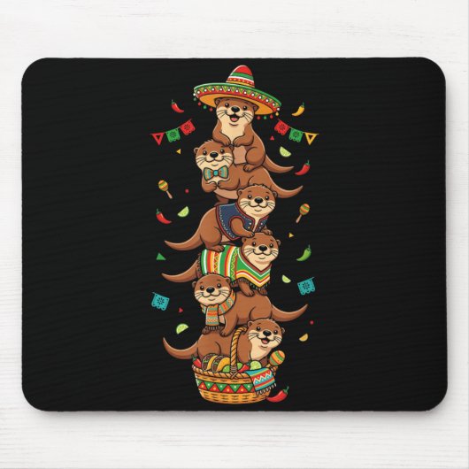 Lustiger Otter Cinco De Mayo Kinder Männer Frauen Mousepad (Vorne)