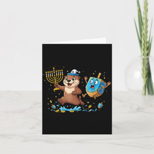 Lustiger Otter Dreidel Menorah Chanukka Kinder Dam Karte