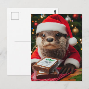Lustiger Otter mit Brownies zu Weihnachten Postkarte