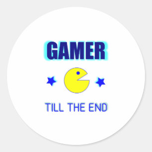 Lustiger Pac-Man-Gamer bis zum Ende - Retro-Gaming Runder Aufkleber