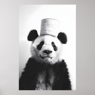 Lustiger Panda-Badezimmer-Kunst-Vintage-Klopapierr Poster