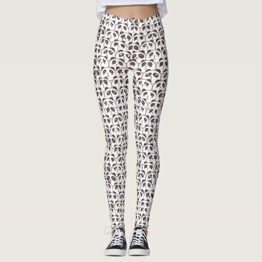 Lustiger Panda-Bär-Doodle Leggings (Vorderseite)