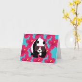 Lustiger Panda-Bärn-Strand-Gammler-coole Karte (Gelbe Blume)