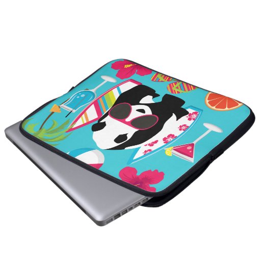 Lustiger Panda-Bärn-Strand-wertlos surfende Laptopschutzhülle (Vorne Knopf)