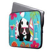 Lustiger Panda-Bärn-Strand-wertlos surfende Laptopschutzhülle (Vorderseite Links)