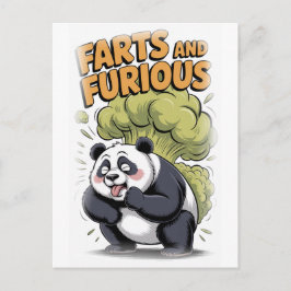 Lustiger Panda, der einen Furz auf einem Weißen ma Feiertagspostkarte