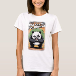Lustiger Panda, der Fürze auf einem schwarzen läss T-Shirt