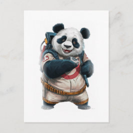 Lustiger Panda-Filmcharakter auf einem Weißen Feiertagspostkarte