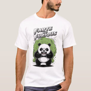 Lustiger Panda hat harte Zeit zu furzen auf einem T-Shirt