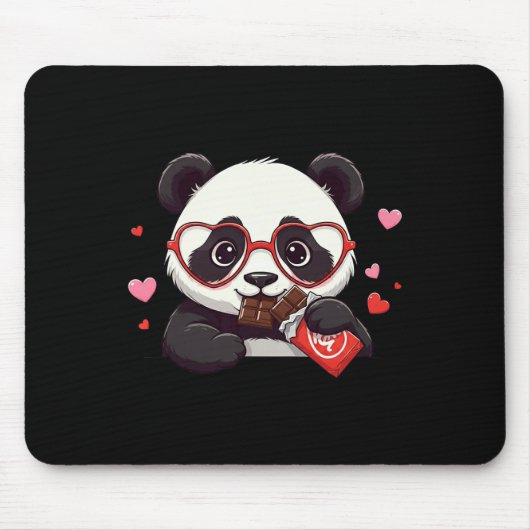 Lustiger Panda-Herz-Schokoladen-Valentinstag-Panda Mousepad (Vorne)