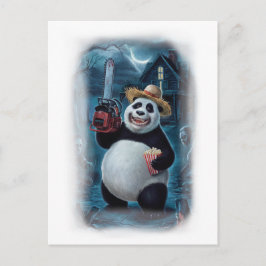 Lustiger Panda-Horrorfilm auf einem Weißen  Feiertagspostkarte