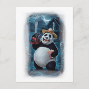 Lustiger Panda-Horrorfilm auf einem Weißen Feiertagspostkarte