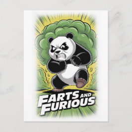 Lustiger Panda läuft und furzt auf Weiß Feiertagspostkarte