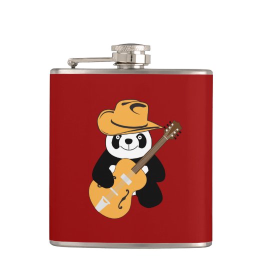 Lustiger Panda mit Gitarre Flachmann (Vorderseite)