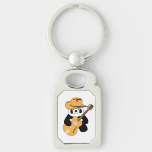 Lustiger Panda mit Gitarre Schlüsselanhänger