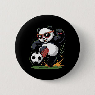 Lustiger Panda spielt Fußball Grafik Tier Sport Ll Button