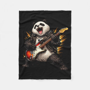 Lustiger Panda spielt Gitarre Rock and Roll für Mä Fleecedecke