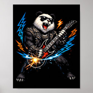 Lustiger Panda spielt Gitarre Rock and Roll für Mä Poster