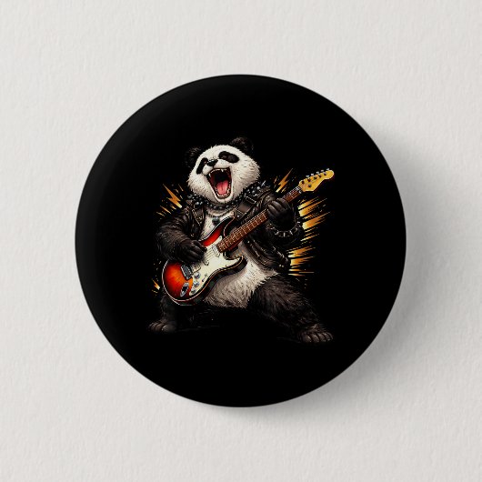 Lustiger Panda spielt Gitarre Rock und Roll für Mä Button (Vorderseite)