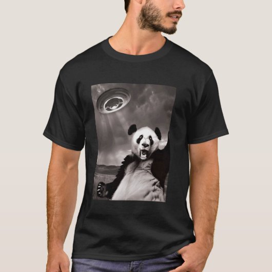 Lustiger Panda UFO Selfie T-Shirt (Vorderseite)