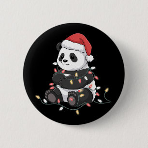 Lustiger Panda-Weihnachts-Tier-Lichter-Liebhaber Button