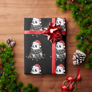 Lustiger Panda-Weihnachtstier-Lichterliebhaber Geschenkpapier