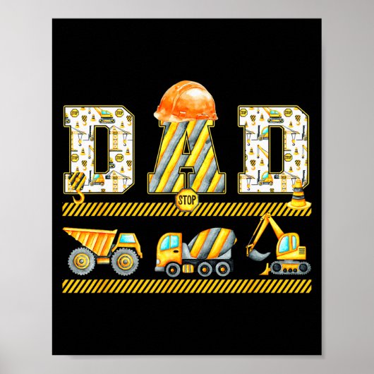Lustiger Papa Bagger Kinder Passende Fam Poster (Vorne)