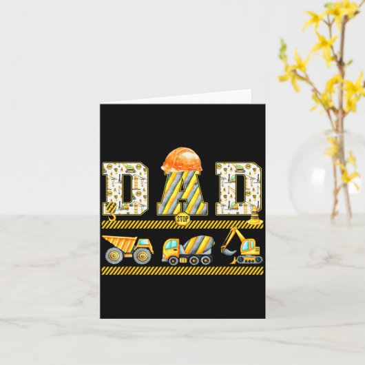 Lustiger Papa Bau Bagger Kinder passende Fam Karte (Gelbe Blume)