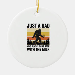 Lustiger Papa kam mit der Milch Vintage-Shirt_1 Keramik Ornament