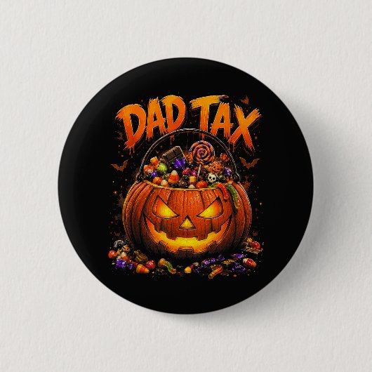 Lustiger Papa-Steuer Halloween-Kürbis Button (Vorderseite)