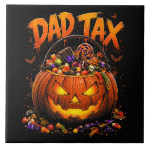 Lustiger Papa-Steuer Halloween-Kürbis Fliese