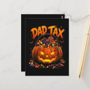 Lustiger Papa Steuer Halloween Kürbis Postkarte
