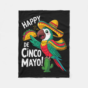 Lustiger Papagei Sombrero Hut Cinco de Mayo Fleecedecke