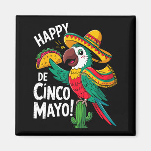 Lustiger Papagei Sombrero Hut Cinco de Mayo Magnet