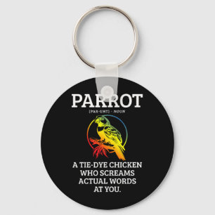Lustiger Papageien-Tie-Dye-Huhn-Vogel Schlüsselanhänger