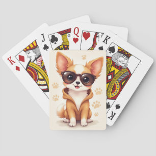 Lustiger Papillon Kawaii Hund Spielkarten