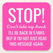 Lustiger Party-Halt nehmen nicht mein Getränk Rechteckiger Pappuntersetzer (Vorderseite)