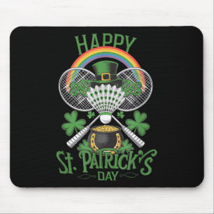 Lustiger Patricks Day Badminton Kostüm vierblättri Mousepad